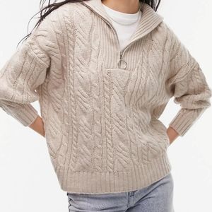 Topshop oversize cable knit half zip sweater Size small